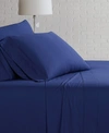 Brooklyn Loom Solid Cotton Percale Twin Sheet Set Bedding In Navy