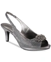 Karen Scott Breena Slingback Peep-toe Pumps, Created For Macy's Women's Shoes In Pewter