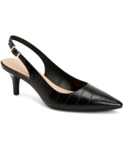Alfani Women's Step 'n Flex Babbsy Pointed-toe Slingback Pumps, Created For Macy's Women's Shoes In Black Croc