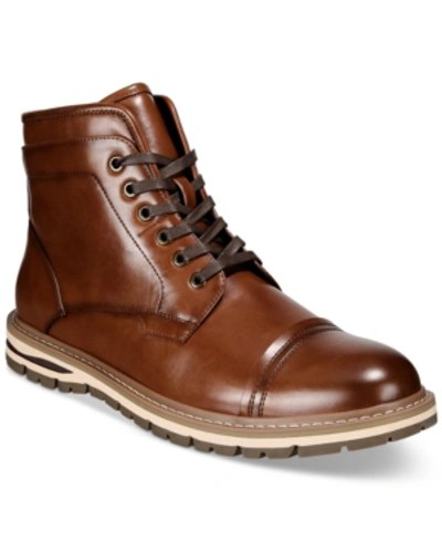 Alfani Men's Travis Cap-toe Lace-up Boots, Created For Macy's Men's Shoes In Brown