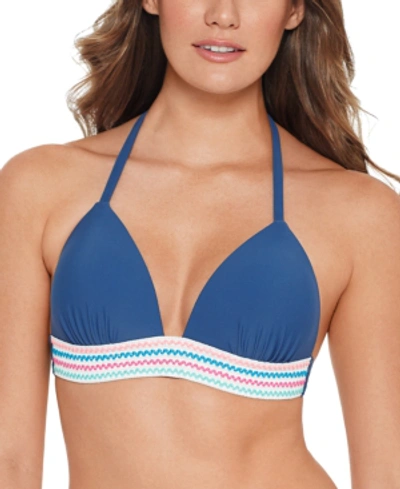 Salt + Cove Juniors' Banded Push-up Halter Bikini Top, Available In D/dd, Created For Macy's Women's Swimsuit In Slate