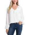 Cece Ruffle Detail V-neck Blouse In Soft Ecru