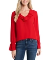 Cece Ruffle Detail V-neck Blouse In Luminous Red