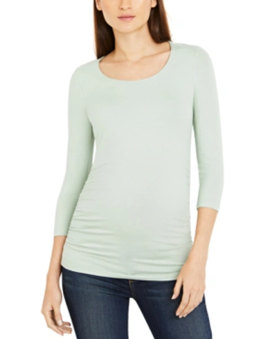 A Pea In The Pod Maternity Ruched T-shirt In Frosty Green