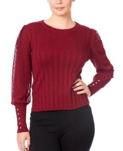 Joseph A Women's Mixed Media Sweater In Red