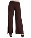 24seven Comfort Apparel Maternity Solid Color Palazzo Pants In Brown