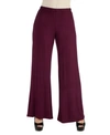 24seven Comfort Apparel Plus Size Elastic Waist Flared Leg Palazzo Pants In Wine
