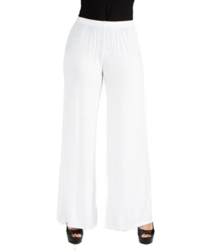 24seven Comfort Apparel Women's Plus Size Palazzo Pants In White