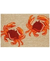 Liora Manne Front Porch Indoor/outdoor Crabs Natural 2' X 3' Area Rug In Red