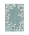 Liora Manne Carmel Coral Border 6'6" X 9'4" Outdoor Area Rug In Aqua