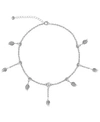 Rhona Sutton Bodifine Cubic Zirconia Leaves Sterling Silver-tone Anklet In Silver