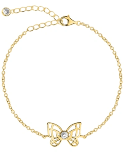 Rhona Sutton Bodifine Cubic Zirconia Butterfly 10k Gold-tone Sterling Silver-tone Anklet