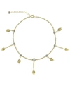 Rhona Sutton Bodifine Cubic Zirconia Leaves 10k Gold-tone Sterling Silver-tone Anklet In Gold