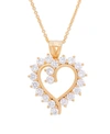 Macy's Gold Plated Cubic Zirconia Heart Pendant In Gold
