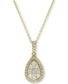 Macy's Diamond Teardrop Cluster Halo Pendant Necklace (5/8 Ct. T.w.) In 14k Gold Or 14k White Gold In Yellow Gold