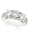 MACY'S 3 CARAT DIAMOND 3-STONE RING IN 14K WHITE GOLD