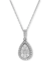 Macy's Diamond Teardrop Cluster Halo Pendant Necklace (5/8 Ct. T.w.) In 14k Gold Or 14k White Gold In White Gold