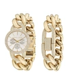 KENDALL + KYLIE WOMEN'S KENDALL + KYLIE LARGE OPEN-LINK CRYSTAL EMBELLISHED GOLD TONE STAINLESS STEEL STRAP ANALOG W