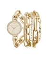 KENDALL + KYLIE WOMEN'S KENDALL + KYLIE DAINTY GOLD TONE CHAIN LINK STAINLESS STEEL STRAP ANALOG WATCH AND LAYERED B
