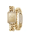 KENDALL + KYLIE WOMEN'S KENDALL + KYLIE GOLD TONE CHUNKY CHAIN WITH RECTANGLE FACE STAINLESS STEEL STRAP ANALOG WATC
