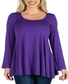 24SEVEN COMFORT APPAREL WOMEN'S LONG SLEEVE SWING STYLE FLARED TUNIC TOP