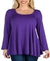 24seven Comfort Apparel Women's Elbow Sleeve Swing Tunic Top In Medium Purple