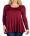 24SEVEN COMFORT APPAREL WOMEN'S LONG SLEEVE SWING STYLE FLARED TUNIC TOP