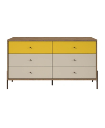 Manhattan Comfort Joy 59" Wide Double Dresser With 6 Full Extension Drawers In Yellow