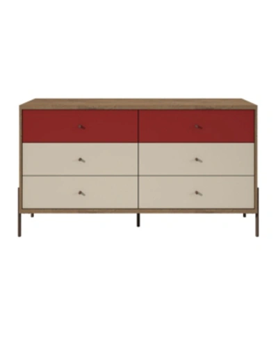 Manhattan Comfort Joy 59" Wide Double Dresser With 6 Full Extension Drawers In Red