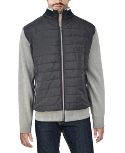 X-ray Lightweight Puffer Vested Jacket Sweater In Black With Grey