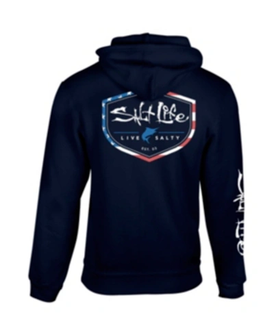 Salt Life Mens Amerishield Hoodie In Navy