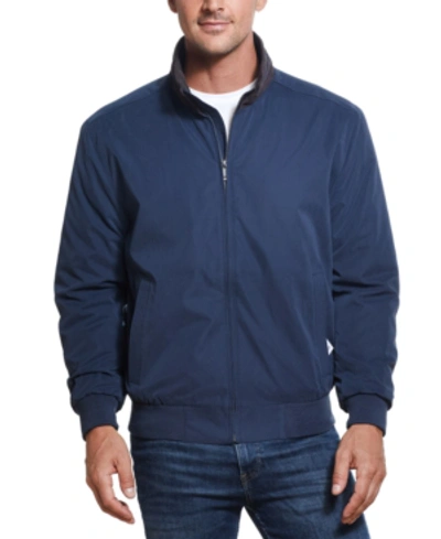 Weatherproof Microfiber Fleece-lined Bomber Jacket In Ink