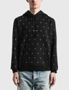 Saint Laurent Grommet Logo Cotton Hoodie In Black