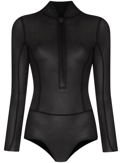 Abysse Rubberised Neoprene Surf Bodysuit In Black