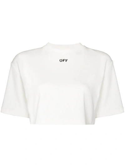 Off-white White Cropped T-shirt With Logo