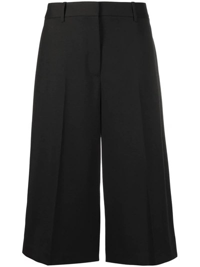 Nili Lotan Cropped Virgin Wool-blend Palazzo Trousers In Black