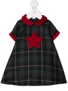 La Stupenderia Tartan Star-patch Dress In Green