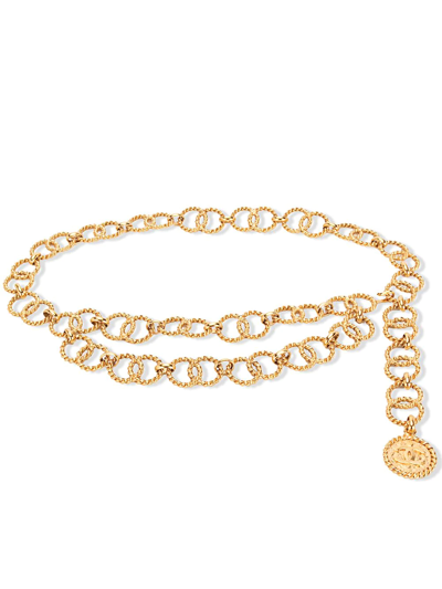Pre-owned Chanel 1990s Cc Charm Chain Belt In Gold