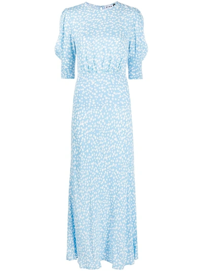 Rixo London Floral-print Short-sleeve Dress In Blue