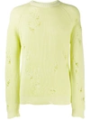 Laneus Distressed Knit Jumper In Green