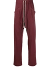 Rick Owens Drkshdw Drop-crotch Track Trousers In Red