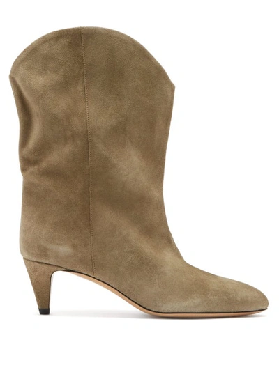 Isabel Marant Dernee Western Suede Mid-calf Boots In Taupe