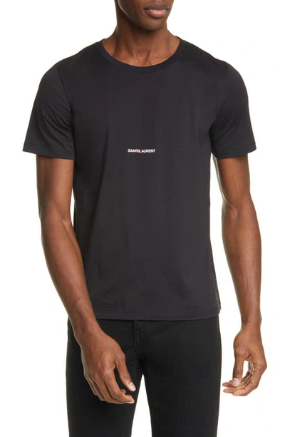 Saint Laurent Black Classic Rive Gauche Logo T-shirt In Dark Grey