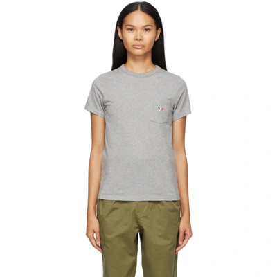 Maison Kitsuné Grey All Right Fox Patch Classic T-shirt In Grey Melange