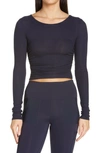 ALO YOGA GATHER LONG SLEEVE RIB CROP TOP,W3472R