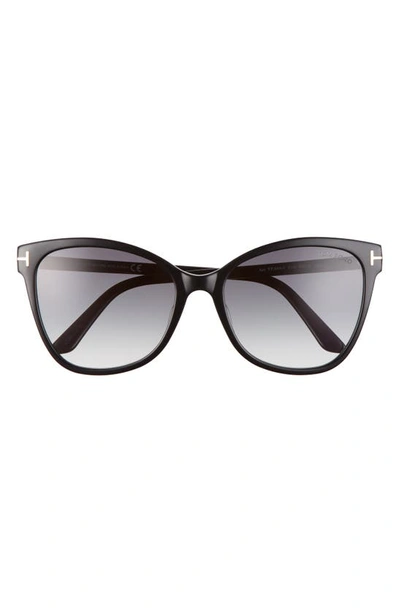 Tom Ford 58mm Ani Cat Eye Sunglasses In Shiny Black/ Smoke Gradient