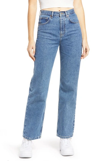 Topshop High Waist Runway Jeans In Mid Denim