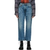 R13 Blue Distressed Boyfriend Jeans In Bain Rips