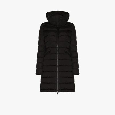 Moncler Flammette Quilted Shell Coat In Black