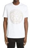 Versace Medusa Motif Studded T-shirt In Optical White